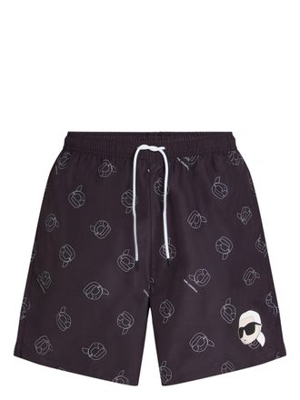 Karl Lagerfeld Zwembroek met all-over Ikon-print - Zwart