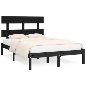Berkfield Home Bed Frame Black Solid Wood 140x190 cm