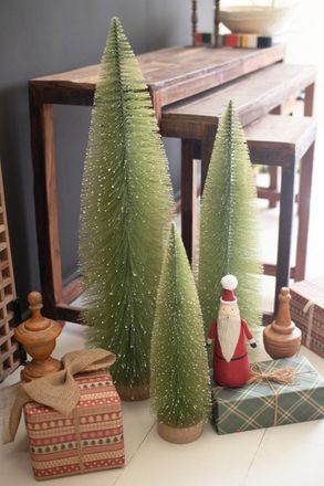 Kalalou Set Of Three Giant Bottle Brush Christmas Trees