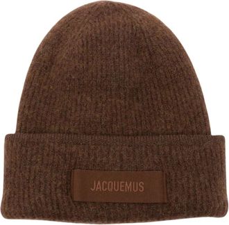Jacquemus Le Bonnet Gros Grain Beanie - Dames - Hoeden - Bruin - ONE Size - Wol - Accessoires