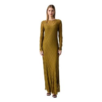 Twinset Vestido largo de encaje - Dresses - Mujer - Verde - M