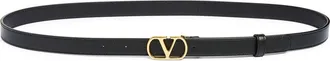 Valentino Garavani VLOGO Signature Skinny Leather Belt in Black at Nordstrom, Size 100