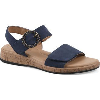 White Mountain Bonique Corck Wedge Sandal in Navy/Sueded/Smooth at Nordstrom Rack, Size 8.5