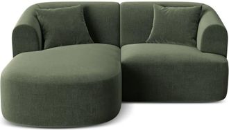 Cosmopolitan Design Sof&aacute; esquinero izquierdo modular 3 plazas de terciopelo verde