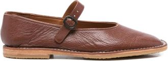 Hereu Bruin Zijde & Nylon Platte Schoenen - Dames - Ballerinas - Bruin - 41 EU - Nylon - Schoenen