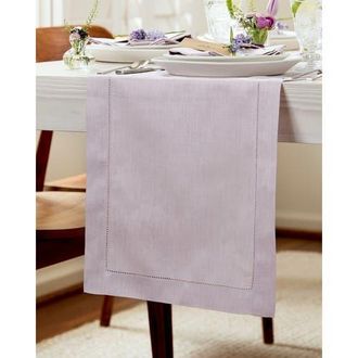 Solino Home Linen Table Runner for Dining Table, Holiday and Everyday Table Decor - Classic Hemstitch in Lilac at Nordstrom, Size Xx-Large