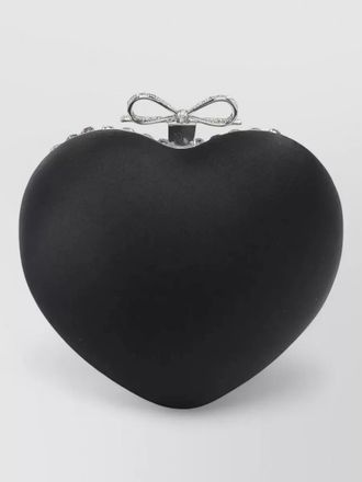 Self Portrait crystal heart clutch bag bow detail