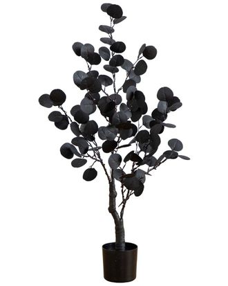 Nearly Natural 3Ft. Pre-Lit Artificial Halloween Black Eucalyptus Tree