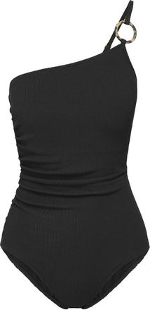 Change of Scenery Kara One Shoulder Ring Trim One-Piece Swimsuit in Black Texture at Nordstrom, Size X-Small