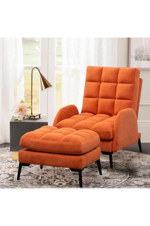 Living and Home 2 Pcs Sofa Set Modern Leisure Armchair with Footstool