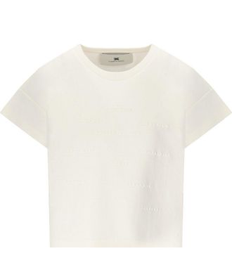 Elisabetta Franchi T-SHIRT CROP CON LETTERING GESSO ELISABETTA FRANCHI