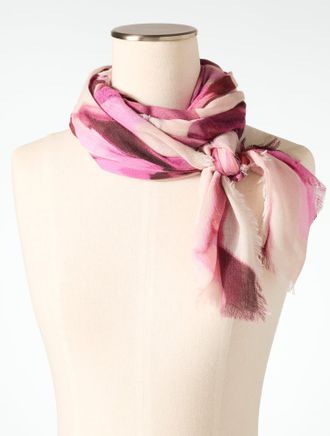Talbots Luminous Blossoms Square Scarf - Red Wine - 001 Talbots