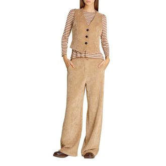 Marella Conjunto de Traje de Pierna Ancha - Trousers - Mujer - Beige - 2XS