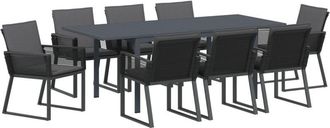 vidaXL Garden Dining Set 9 pcs Black Poly rattan vidaXL