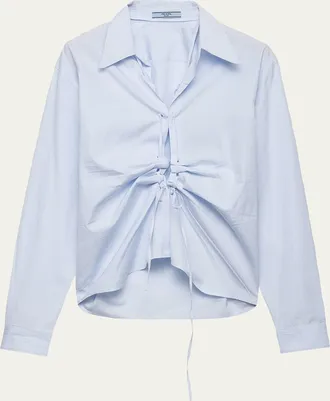 Prada Ruched Laced Collared Blouse
