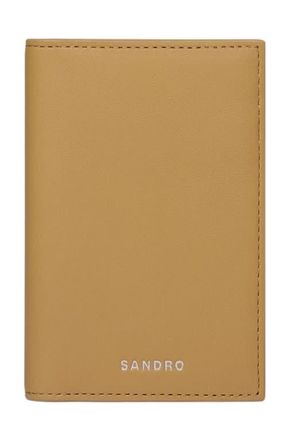 Sandro Grained leather card holder in Natural at Nordstrom