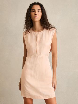 Reiss Womens Light Pink Whipstitch Sleeveless Shift Dress, Size: 10
