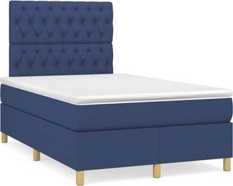 vidaXL Cama Box Spring Con Colch&oacute;n Tela Azul 120x190 Cm Vidaxl