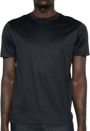 Emporio Armani Blue Solid Crew Neck T-Shirt