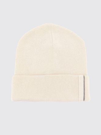 Brunello Cucinelli Beanie in puro cashmere con risvolto e monile