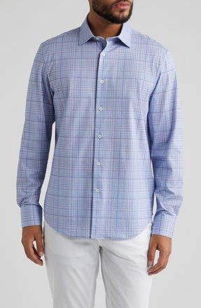 Bugatchi James OoohCotton Plaid Button-Up Shirt in Lilac at Nordstrom, Size Xxx-Large