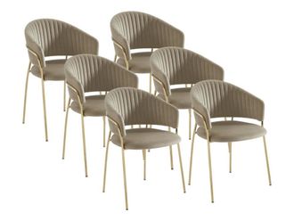 Pascal Morabito Set de 6 sillas terciopelo beige
