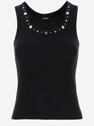 Versace stretchkatoenen top met studs