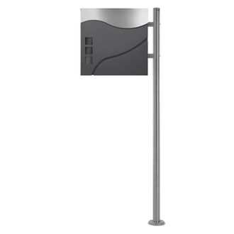 ECD Germany Buz&oacute;n de acero inoxidable antracita/plata casillero de correo 120 cm