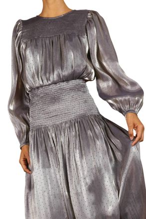 Ciao Lucia Gaetano Long Sleeve Dress In Metallic Oyster