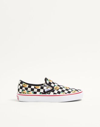 Valentino Garavani Sneaker Slip-On Valentino Garavani And Vans In Tessuto Con Stampa Le Chat De La Maison E Stampa VLogo Checkerboard Donna BIANCO/ NERO 34.5