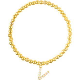 Adornia Faux Pearl Initial Charm Beaded Bracelet in Gold White-V at Nordstrom Rack