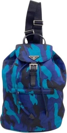 Prada Pre-owned Backpacks, female, Blue, Size: ONE SIZE Pre-owned Nylon Backpack