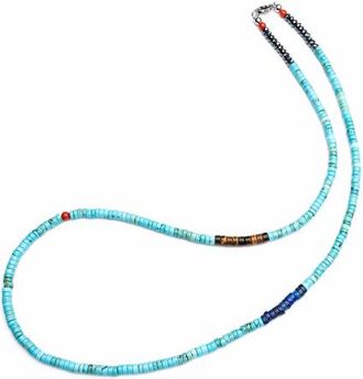 Nialaya Turquoise Tiger Eye Lapis Heishi Necklace at Nordstrom