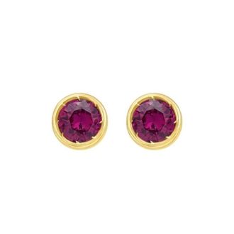 Tresorra 14K Yellow Gold Created Ruby Birthstone Stud Earrings