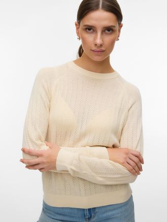 Vero Moda Strickpullover VERO MODA VMNEWLEX POINTELLE LS O-N PULLOVER NOOS, Damen, Gr. XL, birch, Strick, Obermaterial: 50% Viskose, 25% Baumwolle, 25% Polyacry