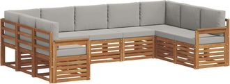 vidaXL Conjunto De Sof&aacute;s De Exterior 9 Uds. Gris Natural Y Claro Vidaxl