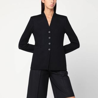 Harris Wharf London Black Single Breasted Jacket In Virgin Wool