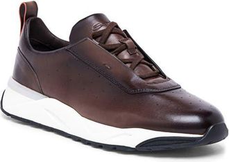 Santoni Leather Sneaker in Dark Brown at Nordstrom, Size 10.5