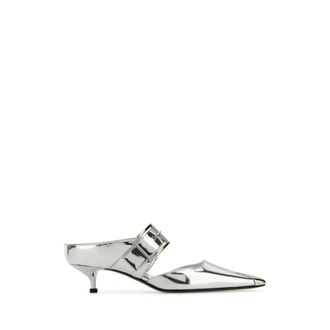 Alexander McQueen Punk Buckle Mule - Dames - Muiltjes - Grijs - 36 EU - Leer - Schoenen