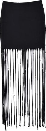 Rotate Black Cotton Modal Skirt