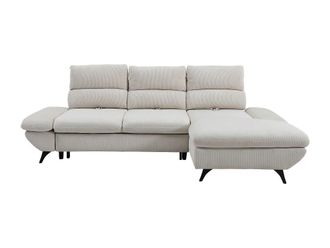 VENTE-UNIQUE.COM Sof&aacute; rinconera poli&eacute;ster 5 plazas beige 282x196cm