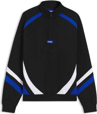 HUGO BOSS Stretch-cotton sweatshirt with colourful panelling