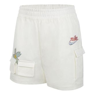 Nike (WMNS) Nike Sportswear Solid Color Logo Flowers Big Pocket Woven Casual Shorts White DV3205-133