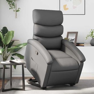 vidaXL Sill&oacute;n Reclinable Elevable Cuero Artificial Gris Vidaxl