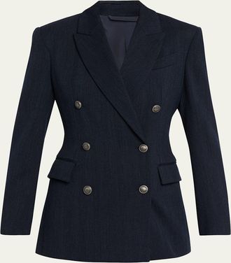 Brunello Cucinelli Herringbone Double-Breasted Jacket