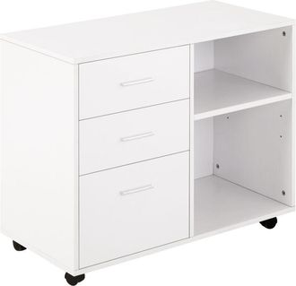 HOMCOM Homcom - Soporte Para Impresora Oficina Con 3 Cajones Estante Ajustable 80x40x65 Cm Blanco