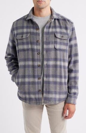 Johnnie-O Hassler Fleece Lined Plaid Wool Blend Flannel Shirt Jacket in Light Gray at Nordstrom Rack, Size Xx-Large