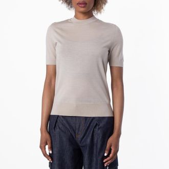 Burberry Crew-Neck Wool Knitted T-Shirt, Size XX-Small