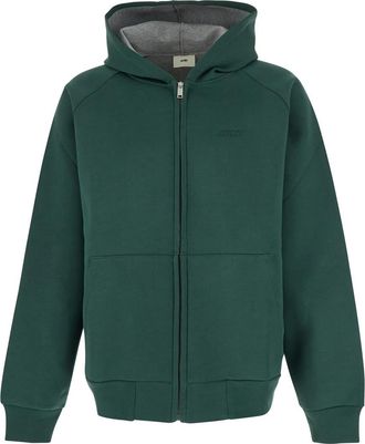 Autry Green Hoodie With Dropped Shoulders In Neoprene Man