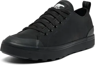 Sorel Mens Metro Ii Low Wp Sneaker In Black, Sea Salt